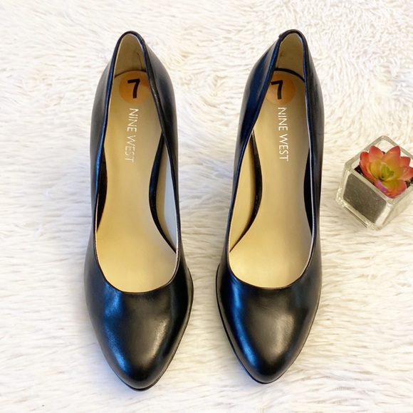 NINE WEST | Wise Up Black Leather Classic Heel Pump Stiletto women’s 7 - Picture 6 of 8